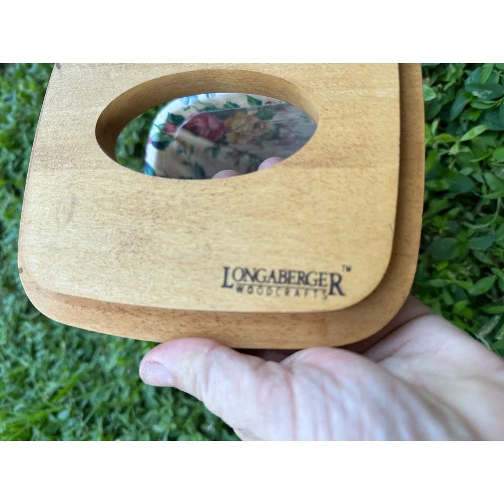 Longaberger Handwoven Basket Set Tissue Box Cover with Lid and Small Basket